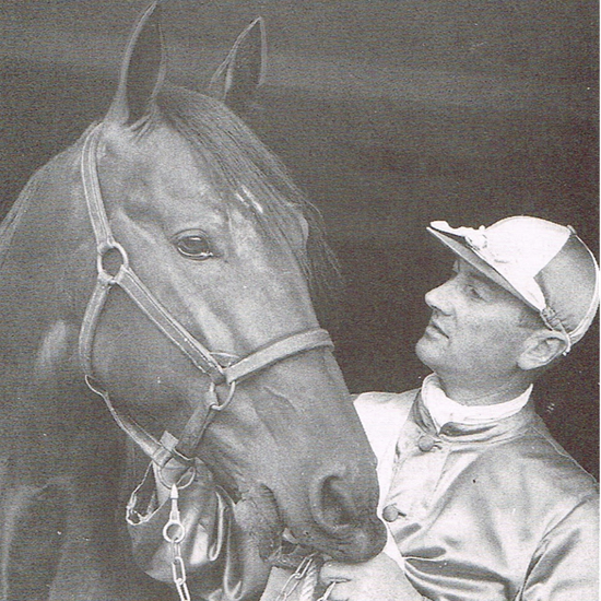 Gerhard Petersen med sin derbykandidat i 1953, Oliver the Great.